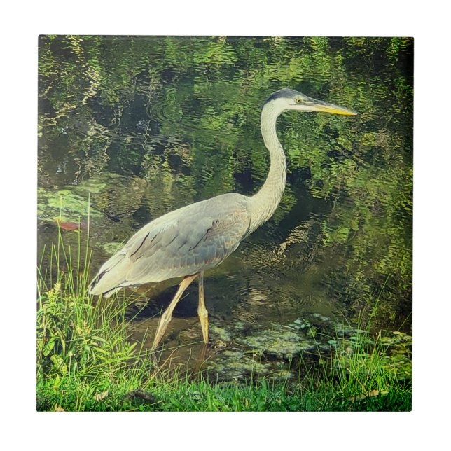 Azulejo Una garza azul (Frente)
