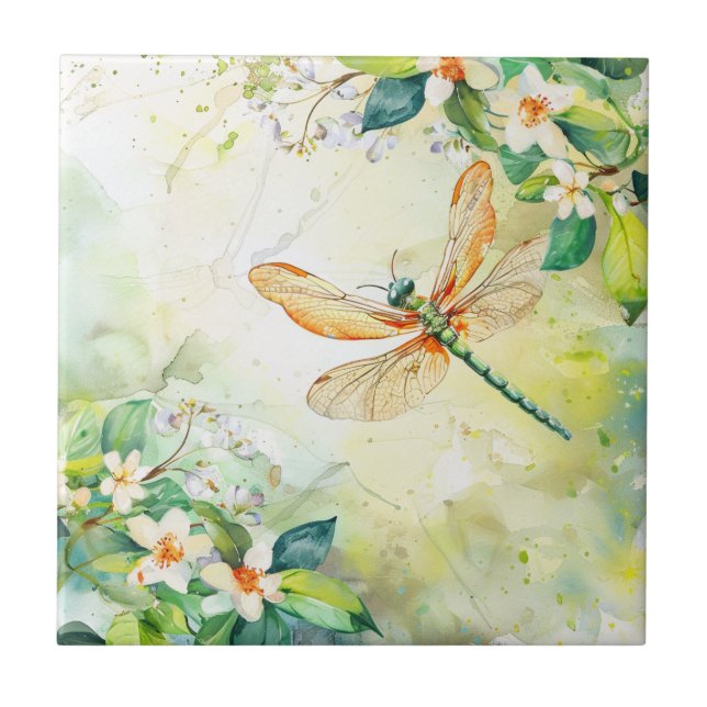 Azulejo Una libélula de primavera (Frente)
