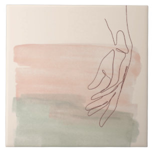 Azulejo Una línea de dibujo gráfico mano en el pastel de a
