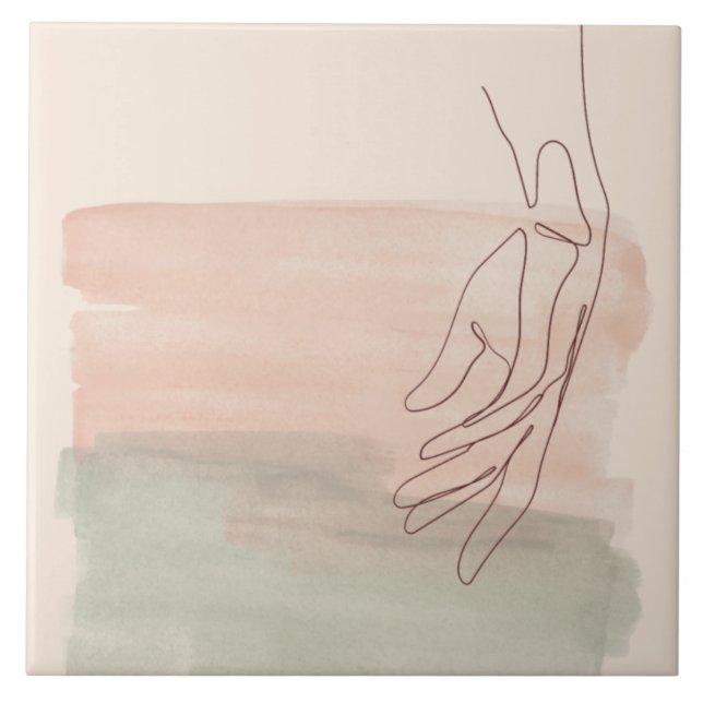 Azulejo Una línea de dibujo gráfico mano en el pastel de a (Frente)