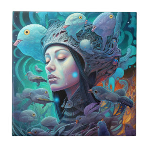 Azulejo Una mujer surrealista acumula arte visionario