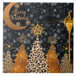 Azulejo Una Navidad Salvaje y Glamurosa de Leopardo