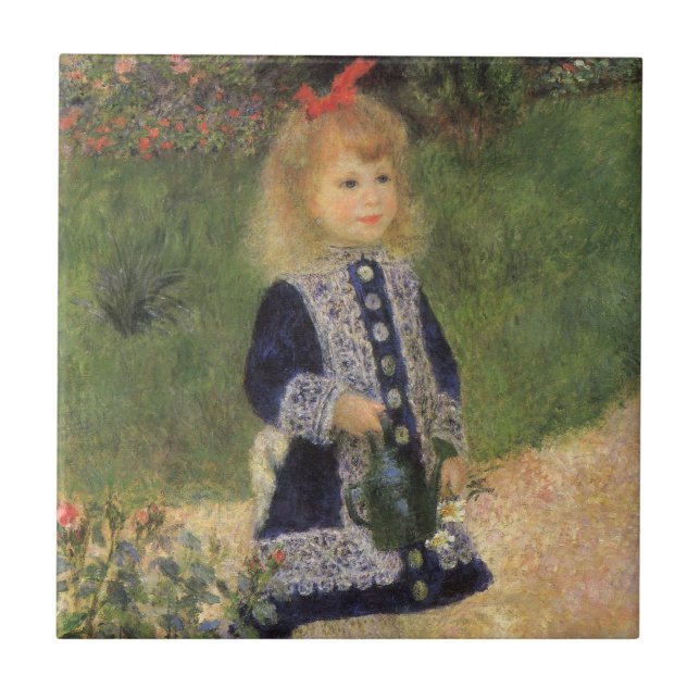 Azulejo Una niña con regadera de Pierre Renoir (Frente)
