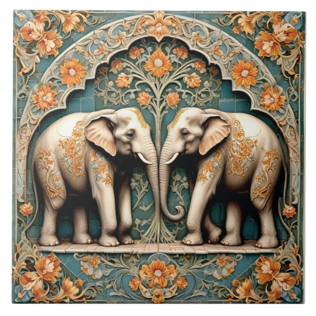 Azulejo Una pareja de paquidermos (Frente)