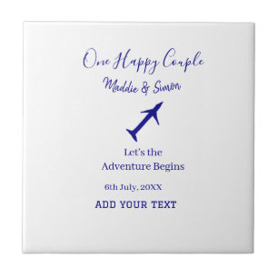 Azulejo Una pareja feliz comienza la aventura boda co
