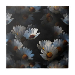 Azulejo Una Plétora De Daisies Flotantes Aislados En Negro