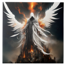 Azulejo Una sangrienta torres hembra de ángel blanco sobre