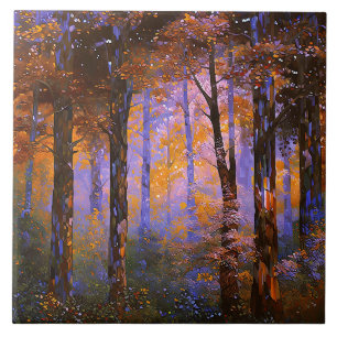 Azulejo Una sinfonía de hojas - Paisaje boscoso