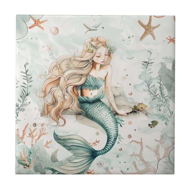 Azulejo Una sirena linda (Frente)