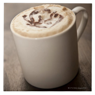 Azulejo Una taza de café del Cappuccino remató con