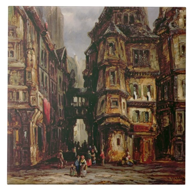 Azulejo Una visión en el cuarto judío, Francfort, 1877 (Frente)