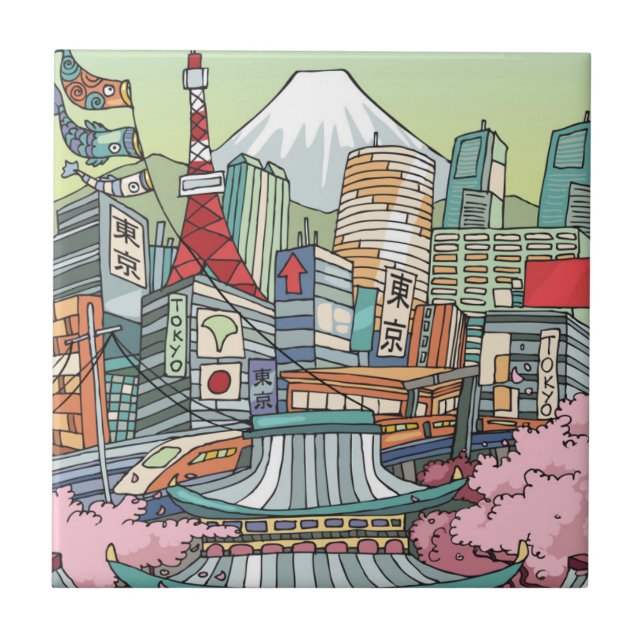 Azulejo Una vista de Tokio (Frente)