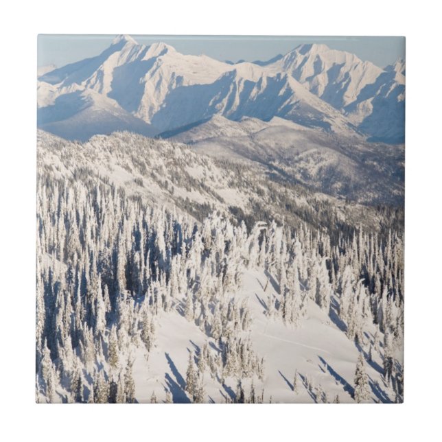 Azulejo Una vista escénica de las montañas y de los (Frente)