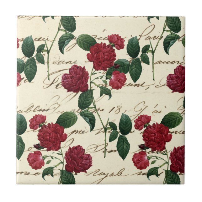 Azulejo Unas rosas rojas espléndidas y una escritura a man (Frente)