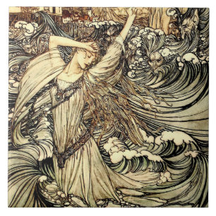 Azulejo “Undine en las olas” de Arthur Rackham