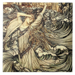 Azulejo "Undine in the Waves" por Arthur Rackham