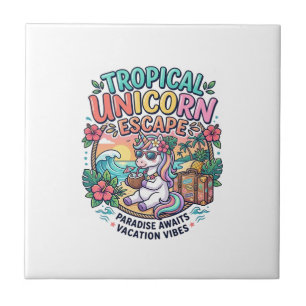 Azulejo Unicorn Escape Tropical Unicorn POD Listo Arte POD