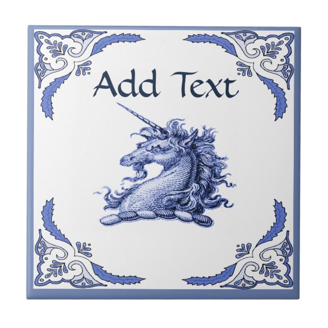 Azulejo Unicorn Tile, holandés look, personalize (Frente)