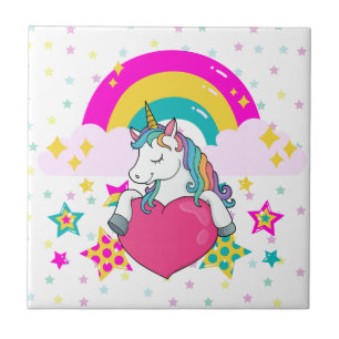Azulejo Unicornio arcoiris con estrellas