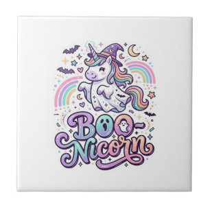 Azulejo Unicornio Boo-nicornio Vector Premium de Diseño Ve