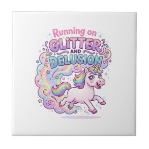 Azulejo Unicornio corriendo sobre brillo y encanto de ilus
