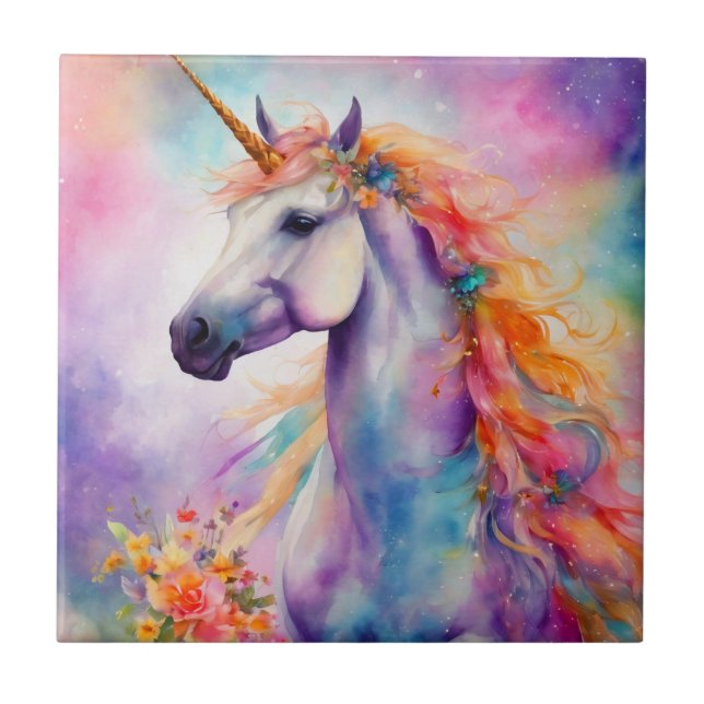 Azulejo Unicornio de color Pastel (Frente)