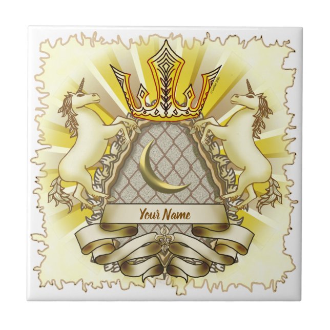 Azulejo Unicornio de Escudo de Corona (Frente)
