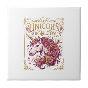 Azulejo Unicornio en Flor Diseño Elegante de Zazzle_1
