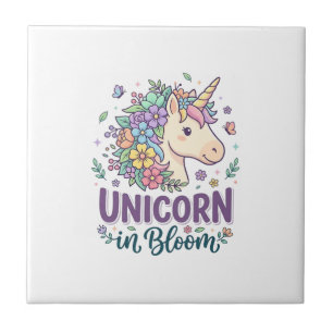 Azulejo Unicornio en Flor Tipografía Negrita Impresión Baj
