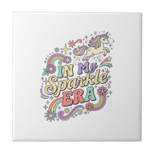 Azulejo Unicornio En Mi Era Brillante Ropa Kawaii Gráfica_
