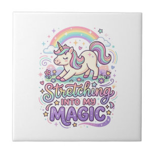 Azulejo Unicornio Estirándose En Mi Tipografía Negrita Mág