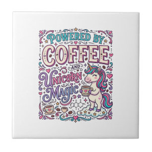 Azulejo Unicornio impulsado por café y magia de unicornio