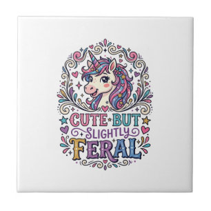 Azulejo Unicornio Lindo pero Ligeramente Feral Fondo Blanc