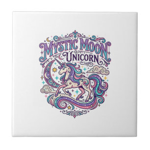 Azulejo Unicornio Místico Luna Unicornio Colorido