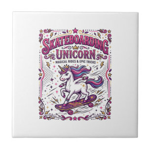 Azulejo Unicornio Patinaje Unicornio Elegante Fondo Blanco