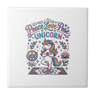 Azulejo Unicornio Paz Amor Pose Unicornio Fondo Blanco S