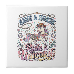 Azulejo Unicornio Salva un Caballo Monta un Unicornio Impr