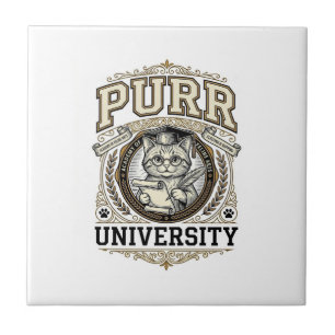 Azulejo Universidad Purr Gato Academia Universitaria Falsa