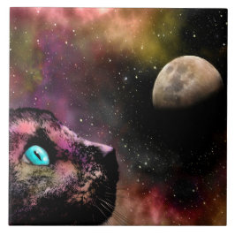 Azulejo Universo del gato espacial 619 Estrellas lunares