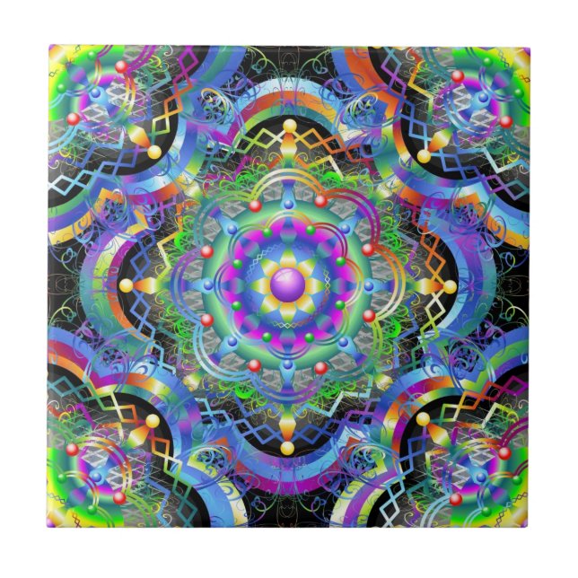 Azulejo Universo Mandala Colores Psicodélicos (Frente)