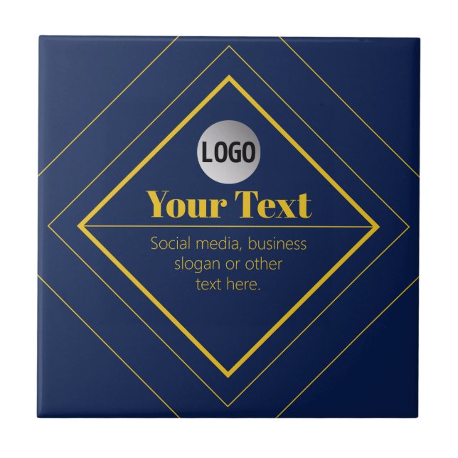 Azulejo Upload Your Logo & Customizable Text Design (Frente)