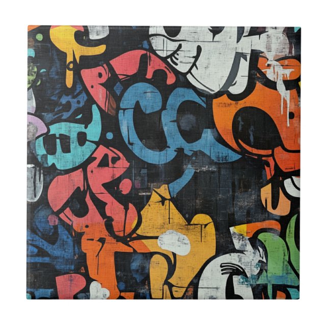 Azulejo Urban Graffiti Collage with Bold Colors  Paint (4) (Frente)