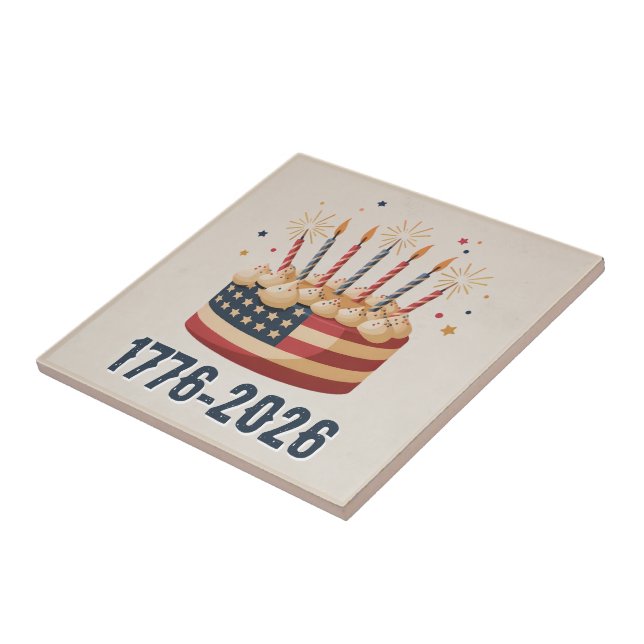 Azulejo USA 250th Flag Cake Keepsake 1776–2026 (Lado)