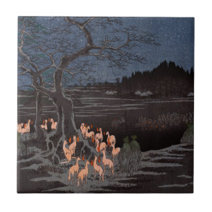 Azulejo Utagawa Hiroshige - Incendios por la víspera de Añ
