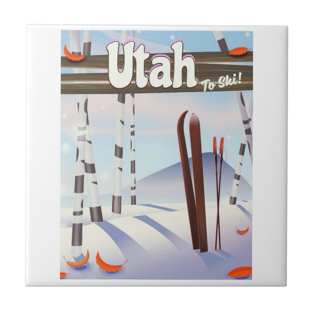 Azulejo ¡Utah para esquiar! (Frente)