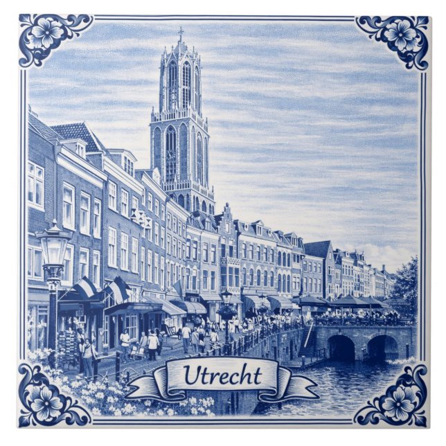 Azulejo Utrecht Delft Blue style ceramic tile (Frente)