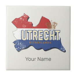 Azulejo Utrecht Países Bajos Map Dutch Vintage Souvenir