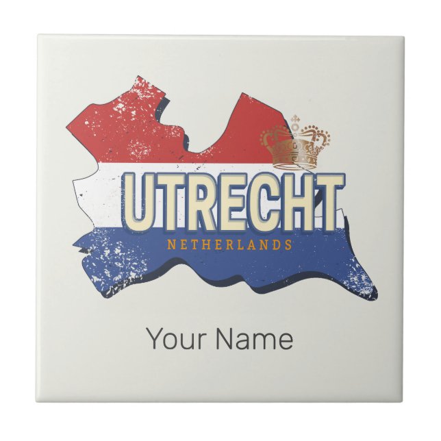 Azulejo Utrecht Países Bajos Map Dutch Vintage Souvenir (Frente)