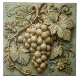 Azulejo Uvas de viñedo rústico Relieve Falso Botánico