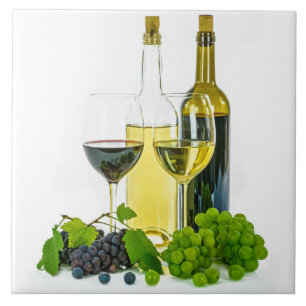 Azulejo Uvas de vino blanco de color rojo cerámica con vid